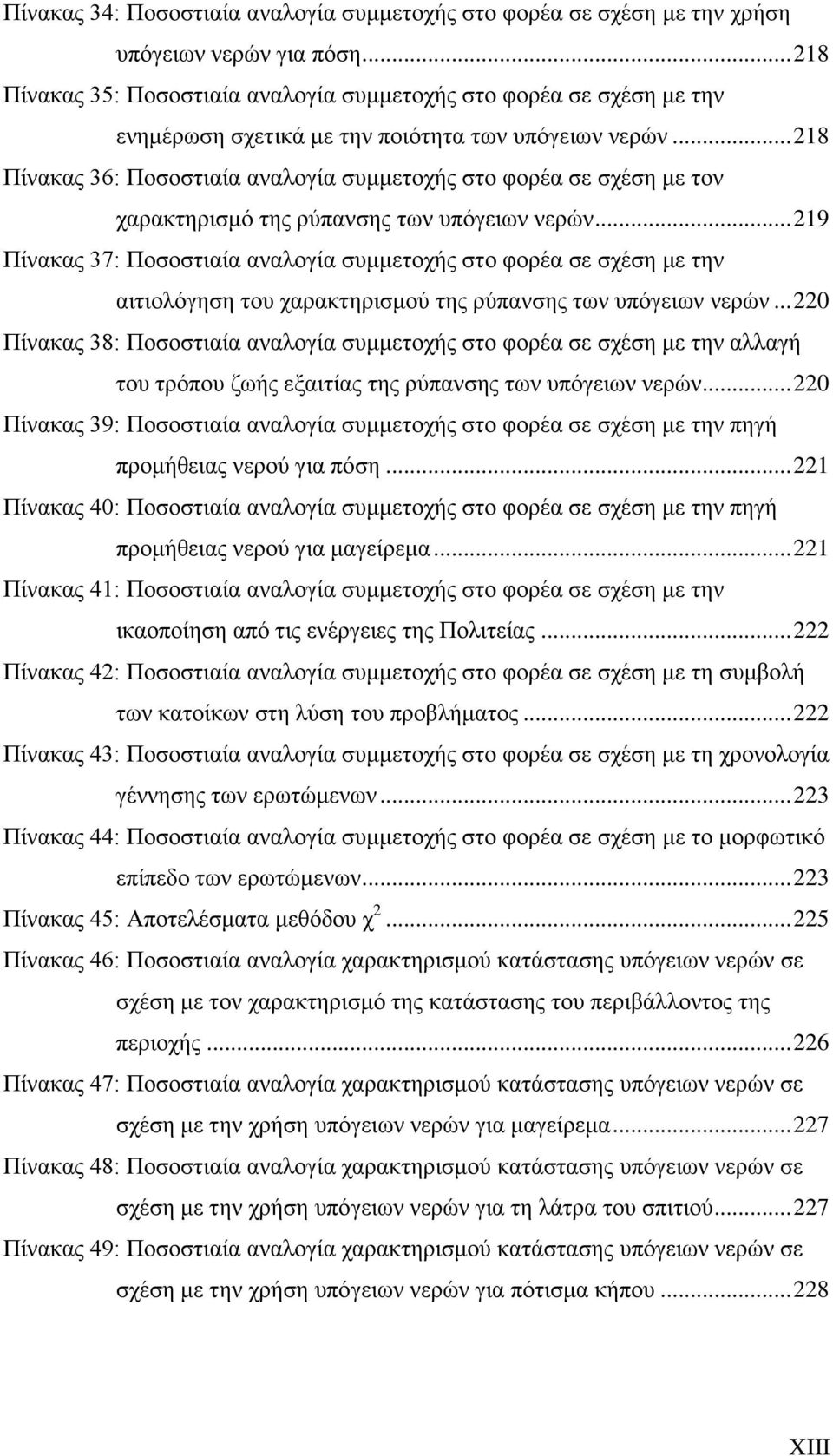 .. 218 Πίλαθαο 36: Πνζνζηηαία αλαινγία ζπκκεηνρήο ζην θνξέα ζε ζρέζε κε ηνλ ραξαθηεξηζκφ ηεο ξχπαλζεο ησλ ππφγεησλ λεξψλ.