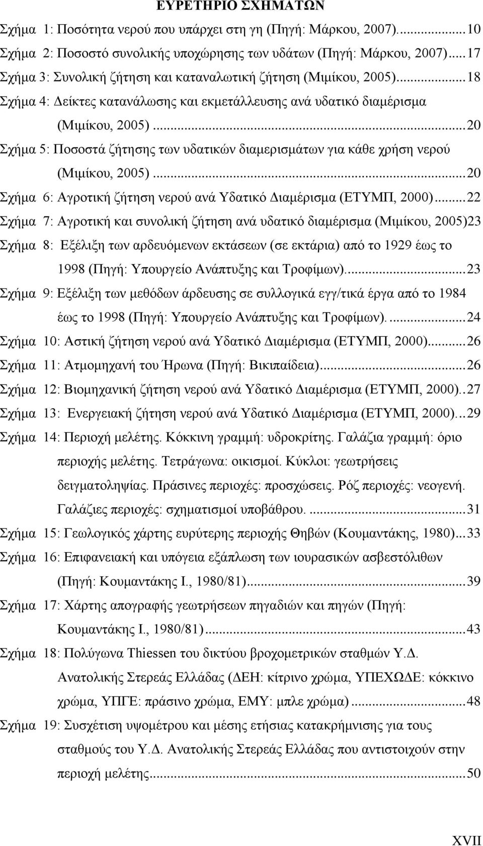 .. 20 ρήκα 5: Πνζνζηά δήηεζεο ησλ πδαηηθψλ δηακεξηζκάησλ γηα θάζε ρξήζε λεξνχ (Μηκίθνπ, 2005)... 20 ρήκα 6: Αγξνηηθή δήηεζε λεξνχ αλά Τδαηηθφ Γηακέξηζκα (ΔΣΤΜΠ, 2000).