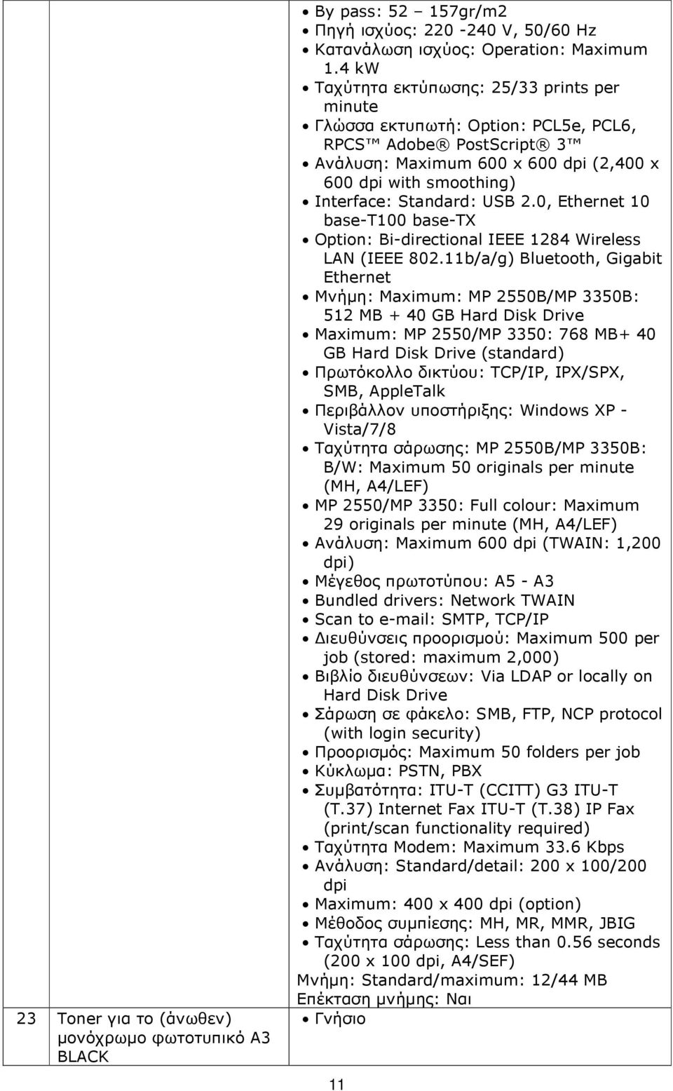 0, Ethernet 10 base-t100 base-tx Option: Bi-directional IEEE 1284 Wireless LAN (IEEE 802.