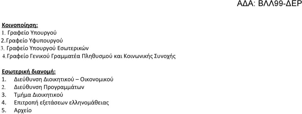 Γραφείο Γενικού Γραμματέα Πληθυσμού και Κοινωνικής Συνοχής Εσωτερική