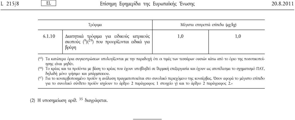 ( 46 ) Το κρέας και τα προϊόντα με βάση το κρέας που έχουν υποβληθεί σε θερμική επεξεργασία και έχουν ως αποτέλεσμα το σχηματισμό ΠΑΥ, δηλαδή μόνο ψήσιμο και μπάρμπεκιου.