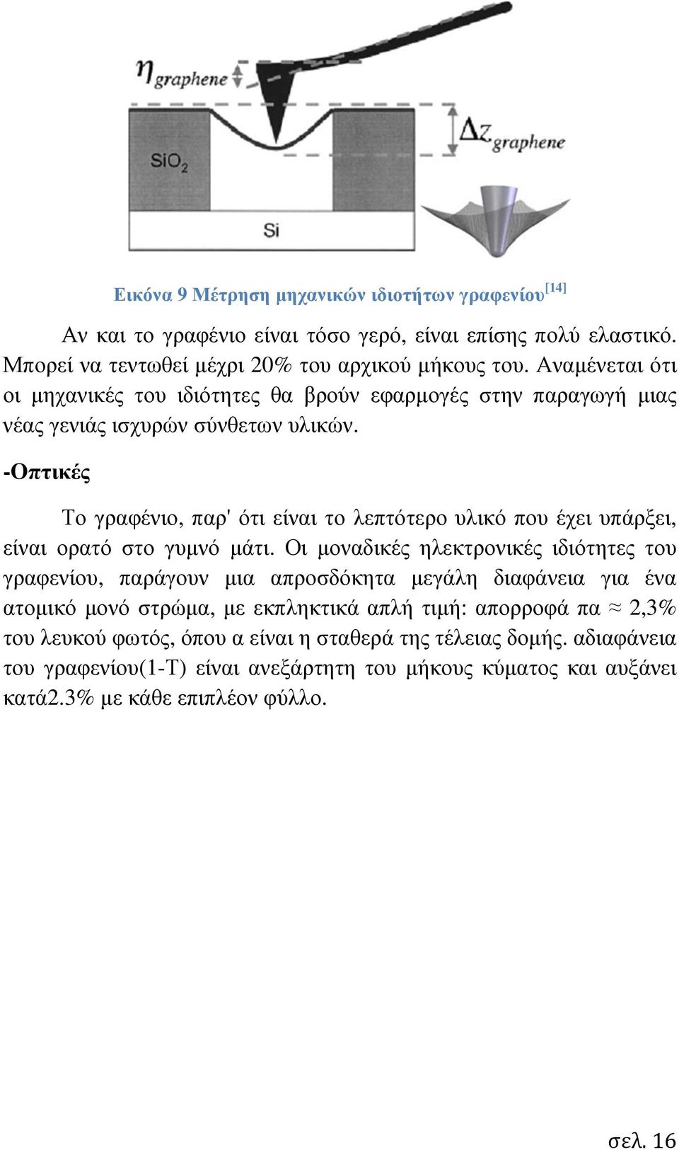 -Οπτικές Το γραφένιο, παρ' ότι είναι το λεπτότερο υλικό που έχει υπάρξει, είναι ορατό στο γυµνό µάτι.