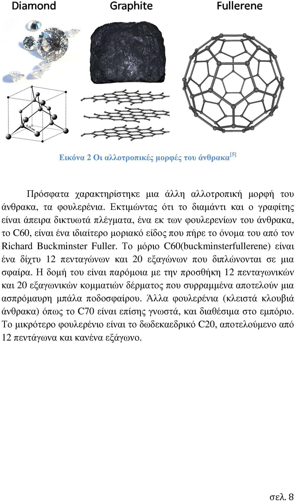 Buckminster Fuller. Το µόριο C60(buckminsterfullerene) είναι ένα δίχτυ 12 πενταγώνων και 20 εξαγώνων που διπλώνονται σε µια σφαίρα.