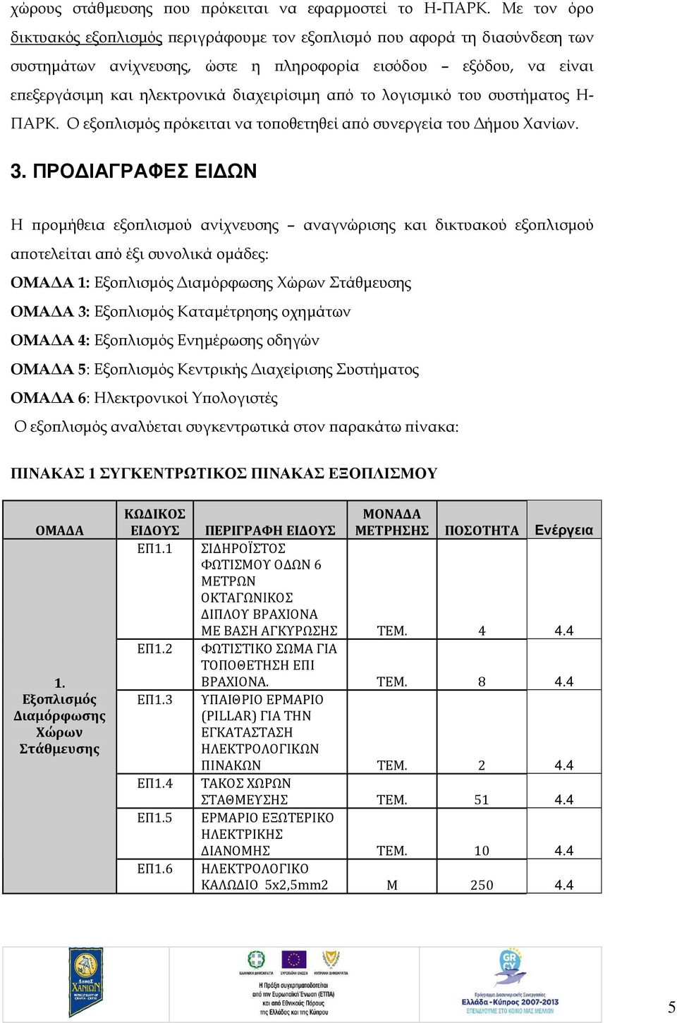 λογισµικό του συστήµατος Η- ΠΑΡΚ. Ο εξο λισµός ρόκειται να το οθετηθεί α ό συνεργεία του ήµου Χανίων. 3.