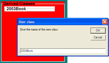 4.2.4 ηµιουργία Συνεπαγόµενων Κλάσεων Το δεύτερο ορθογώνιο πλαίσιο του κεντρικού παραθύρου της εφαρµογής (κόκκινο χρώµα) χρησιµεύει για την κατασκευή συνεπαγόµενων κλάσεων (Derived Class) οι οποίες