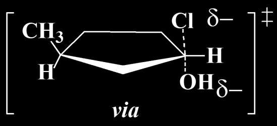 Στερεοχημικές Μελέτες Χαρακτηριστική Αντίδραση cis 1 μέθυλ 3 χλώροκυκλοπεντάνιο trans 3 μέθυλ κυκλοπεντανόλη Προσβολή του πυρηνόφιλου από