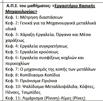 στο παλιό ΕΠΑΛ, όταν υπήρχε όμως μεγαλύτερη δυνατότητα χρόνου).