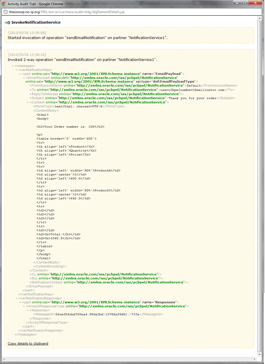 Σχήμα 50: BPEL Engine message Input/Output