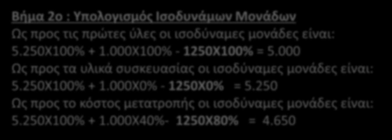 Άσκηση 3.3: Συνεχή Κοστολόγηση ΜΣΟ FIFO F.I.F.O Βήμα 1ο : Υπολογισμός Φυσικής Ροής Απόθεμα Αρχής + Νέες Μονάδες = Έτοιμες Μονάδες + Απόθεμα Τέλους 1.250 + 5.000 = 5.250 + 1.