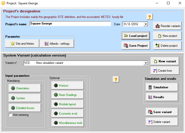 6.2 Εξομοίωση με το Pvsyst6.4.7 Η εξομοίωση του προγράμματος έγινε με το pvsyst6.4.7, από την ιστοσελίδα http://www.pvsyst.com/en/download δόθηκε η δυνατότητα να κατεβάσουμε το λογισμικό.