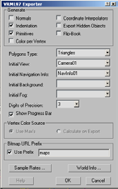Εικονική Πραγµατικότητα Τµήµα Αρχιτεκτόνων Μηχανικών, 6 ο Εξάµηνο, Πανεπιστήµιο Θεσσαλίας Export VRML Η διαδικασία παραγωγής του VRML αρχείου ξεκινά από το File/Export menu, όπου επιλέγεται σαν τύπος