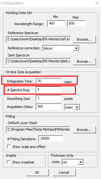 Επίςθσ αλλάηοντασ το # Spectra Avg από 1 ςε 5, όπωσ φαίνεται ςτθν παραπάνω εικόνα, χρθςιμοποιοφμε για κάκε μασ μζτρθςθ 5 φάςματα για να εξάγουμε τον μζςο όρο αυτϊν.