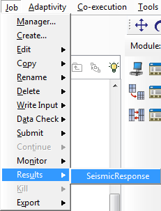 Εικόνα 4.4.9.3: Η εντολή Job=>Submit=>Seismic Response. Όταν ολοκληρώθηκε η ανάλυση, η διαδικασία συνεχίστηκε με την εμφάνιση των αποτελεσμάτων.