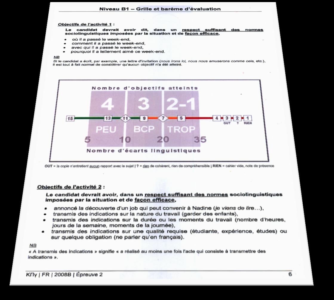 2.4.4 Seuils de réalisation et scores correspondants Autre grille, utilisée au ΚΠγ avant d être remplacée par une grille commune à toutes les langues : Elle comporte des seuils de réalisation clairs