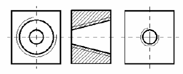 Fig.1.30. Filetul interior (figura 1.31) se reprezinta cu linie continua subtire pe diametrul exterior (fundul filetului) si cu linie continua groasa pe diametrul interior (varful filetului).