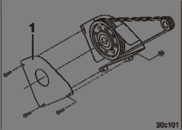 Εικ. 122 Προσαρμόστε τη θέση του εντατήρα κατά τη σύνδεση σε ένα άλλο μηχάνημα κατεργασίας εδάφους και ασφαλίστε τον με έναν καινούργιο πείρο