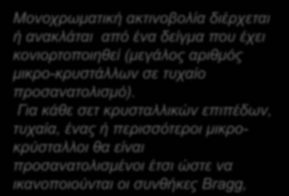 Κξπζηαιιηθή δνκή Σερληθέο πεξίζιαζεο αθηίλσλ Υ 1 θξύζηαιινο δεθάδεο θξύζηαιινη εθαηνληάδεο θξύζηαιινη Σπλερείο θώλνη Πεξίζιαζε ζθόλεο Η ηερληθή πεξίζιαζεο ζθόλεο