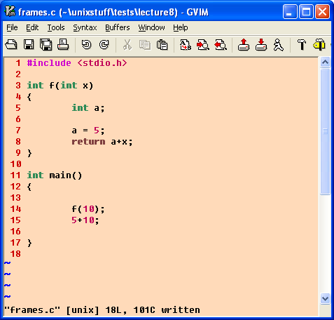 Παράδειγμα Stack Frame for function f Επιστρεφόμενη Τιμή (a+x)