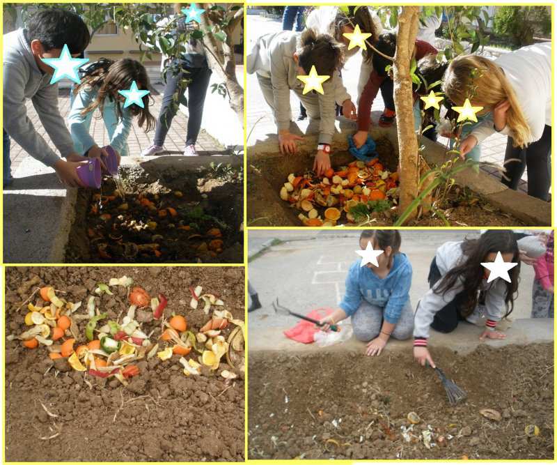 Δράση δέκατη Φτιάχνοντας δικό μας οργανικό λίπασμα και φυτεύοντας λουλούδια στα παρτέρια του σχολείου.