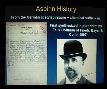 Ιστορικά Δεδομένα 1897, Hoffmann F, χημικός της γερμανικής εταιρείας Bayer, άρχισε την έρευνα πάνω στο ακετυλοσαλικυλικό οξύ 1900, η Bayer είχε δημιουργήσει