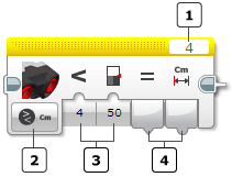 Ultrasonic Sensor Block Το "Ultrasonic Sensor block" (μπλοκ Αισθητήρα Υπερήχων) παίρνει τα δεδομένα από τον αισθητήρα υπερήχων.