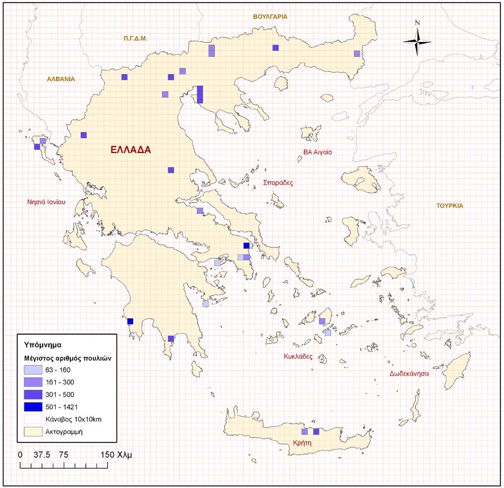 II. Χάρτης με τον Μέγιστο αριθμό πουλιών που