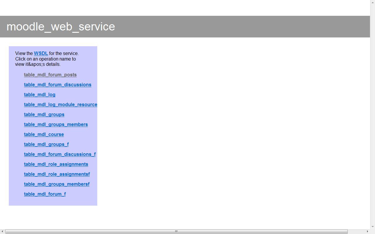 Εικόνα 4.1 - ιεπιφάνεια λειτουργιών υπηρεσίας ιστού του MOODLE.