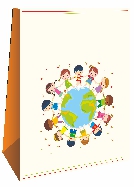 Χάρτινες τσάντες με κορδόνι Με πλαστικοποίηση Σχέδιο: Παιδί στο δέντρο 6 332 18x23x10 εκ 144 0,28 130γρ 6 334