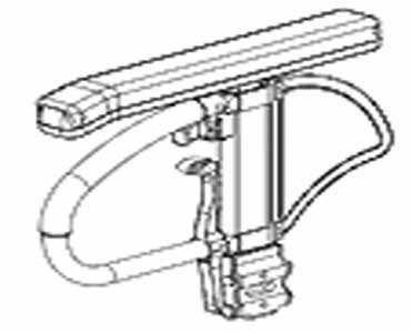 Ωθήστε τις εξωτερικές ράγες υποστηρίγματος βραχιόνων προς τα κάτω μέσα στο δέκτη ο οποίος είναι στερεωμένος στο πλαίσιο της αναπηρικής πολυθρόνας. b.