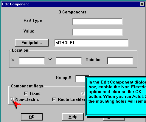 Στο παράθυρο Edit Component που θα εµφανιστεί ενεργοποιήστε την επιλογή Non Electric όπως δείχνει το βέλος της εικόνας παρακάτω και πατήστε στο ΟΚ. Εικόνα 19.