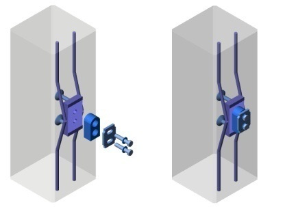 Σύνδεση Deltabeam µε κολώνες και τοιχεία από σκυρόδεµα Η σύνδεση πραγµατοποιείται µέσω κοχλιωτών µεταλλικών προβολίσκων µέρος των οποίων