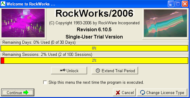 Κεφάλαιο 5: Περιήγηση στο RockWorks 5.1 Έναρξη Το πρόγραμμα RockWorks ενεργοποιείται επιλέγοντας με διπλό πάτημα το αρχείο exe.
