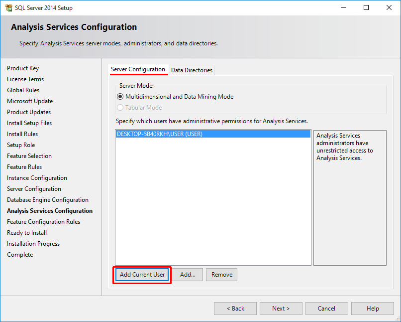 Στην καρτέλα Account Provisioning επιλέξτε Mixed Mode για authentication mode και πληκτρολογήστε το password του sa.