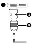 ιαφορετικά, ο προσαρμογέας (1) μπορεί να συνδεθεί σε αναλογικό σύνδεσμο VGA με χρήση του παρεχόμενου προσαρμογέα DVI-I σε VGA (2) και ενός καλωδίου VGA (3) (δεν περιλαμβάνεται). 7.