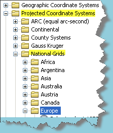 Για να επιλέξετε το ΕΓΣΑ 87, κάντε κλικ στο + του Projected Coordinate Systems και εν συνεχεία διαδοχικά κλικ πάνω στα + των
