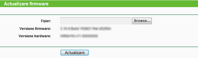 Figura 4-82 Actualizare Firmware Versiune firmware - Indică versiunea actuală a softului integrat. Versiune hardware - Afișează versiunea actuală a componentei hardware.