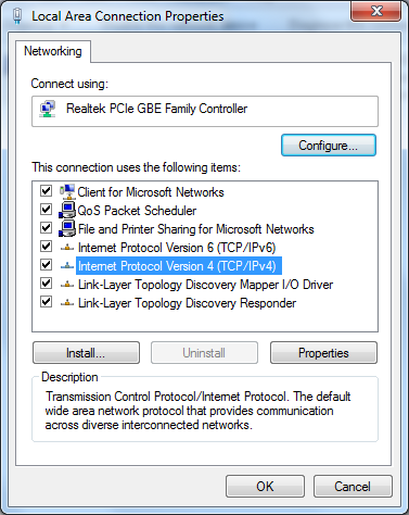 4. În pagina afișată mai jos, apăsați dublu-click pe Internet Protocol Version 4 (TCP/IPv4). Figura B - 2 5.