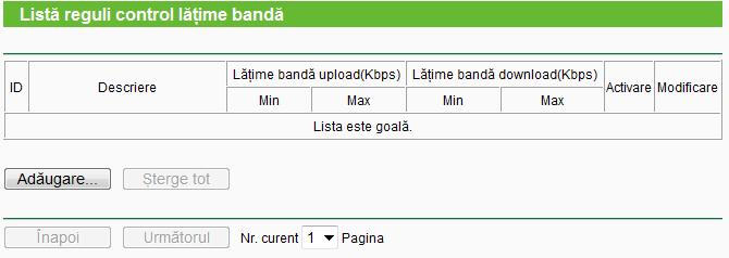 Figura 4-59 Control Lățime de Bandă Activare control lațime bandă - Dacă este activată, regulile de control pentru lațimea de bandă vor fi aplicate.