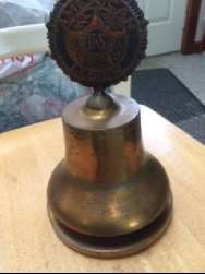 June 4, 2016 WW II Dedication Day This bell was donated by John G. Chipas in 1946 to the American Legion Post 424. It was used at the meetings.