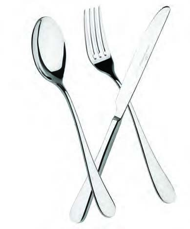 γλυκού Pastry fork 153 mm 4156464 Koυταλάκι μόκας Moka spoon 110 mm 4155881 Κουτάλι φαγητού Table spoon 185 mm 4155882 Πιρούνι φαγητού Table fork 189 mm 4155803 Μαχαίρι φαγητού Table knife 216 mm