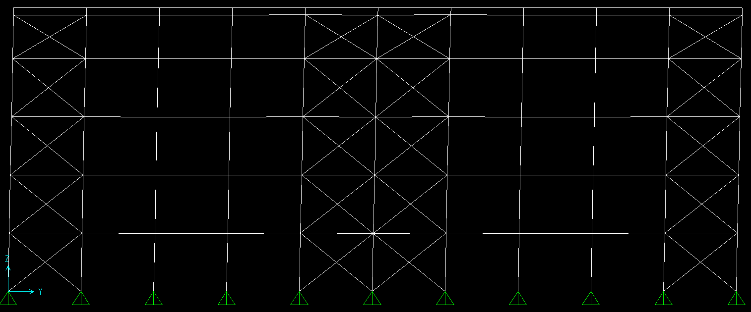 Σχήμα 2.37: Παραμορφώσεις φορέα για σεισμού κατά την x διεύθυνση Σχήμα 2.