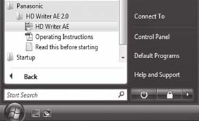 Με Η/Υ Χρήση με Η/Υ 1 Εκκίνηση του HD Writer AE 2.0 Κατά τη χρήση του HD Writer AE 2.0 σε Windows XP, συνδεθείτε στον υπολογιστή σας ως Διαχειριστής (ή με λογαριασμό χρήστη σχετικής δικαιοδοσίας).