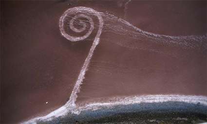 Robert Smithson, Spiral Jetty, Rozel Point, Great Salt Lake, Utah, April 1970, mud, precipitated