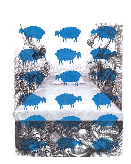 Μετρώντας τα πρόβατα / Insomnie Βελονογραφία σε τσίγκο, επιπεδοτυπία
