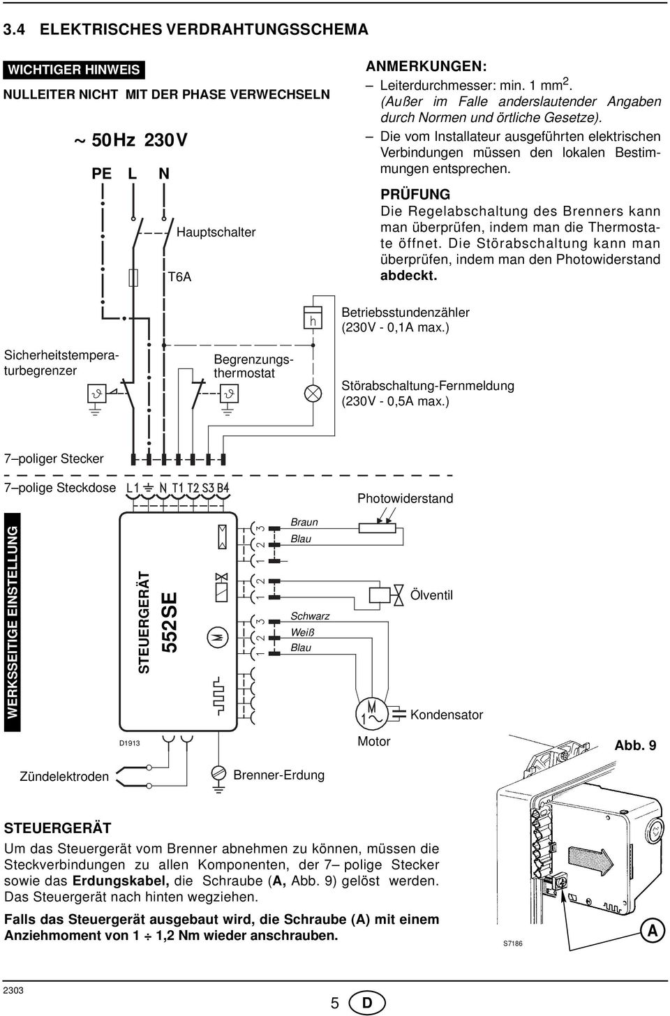 PRÜFUNG Die Regelabschaltung des Brenners kann man überprüfen, indem man die Thermostate öffnet. Die Störabschaltung kann man überprüfen, indem man den Photowiderstand abdeckt.