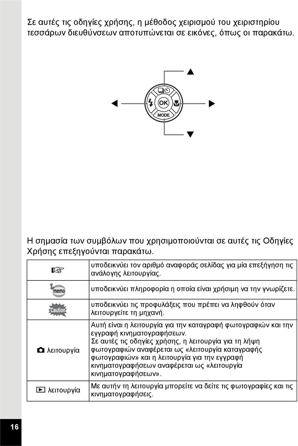 υποδεικνύει πληροφορία η οποία είναι χρήσιμη να την γνωρίζετε. A λειτουργία Q λειτουργία υποδεικνύει τις προφυλάξεις που πρέπει να ληφθούν όταν λειτουργείτε τη μηχανή.