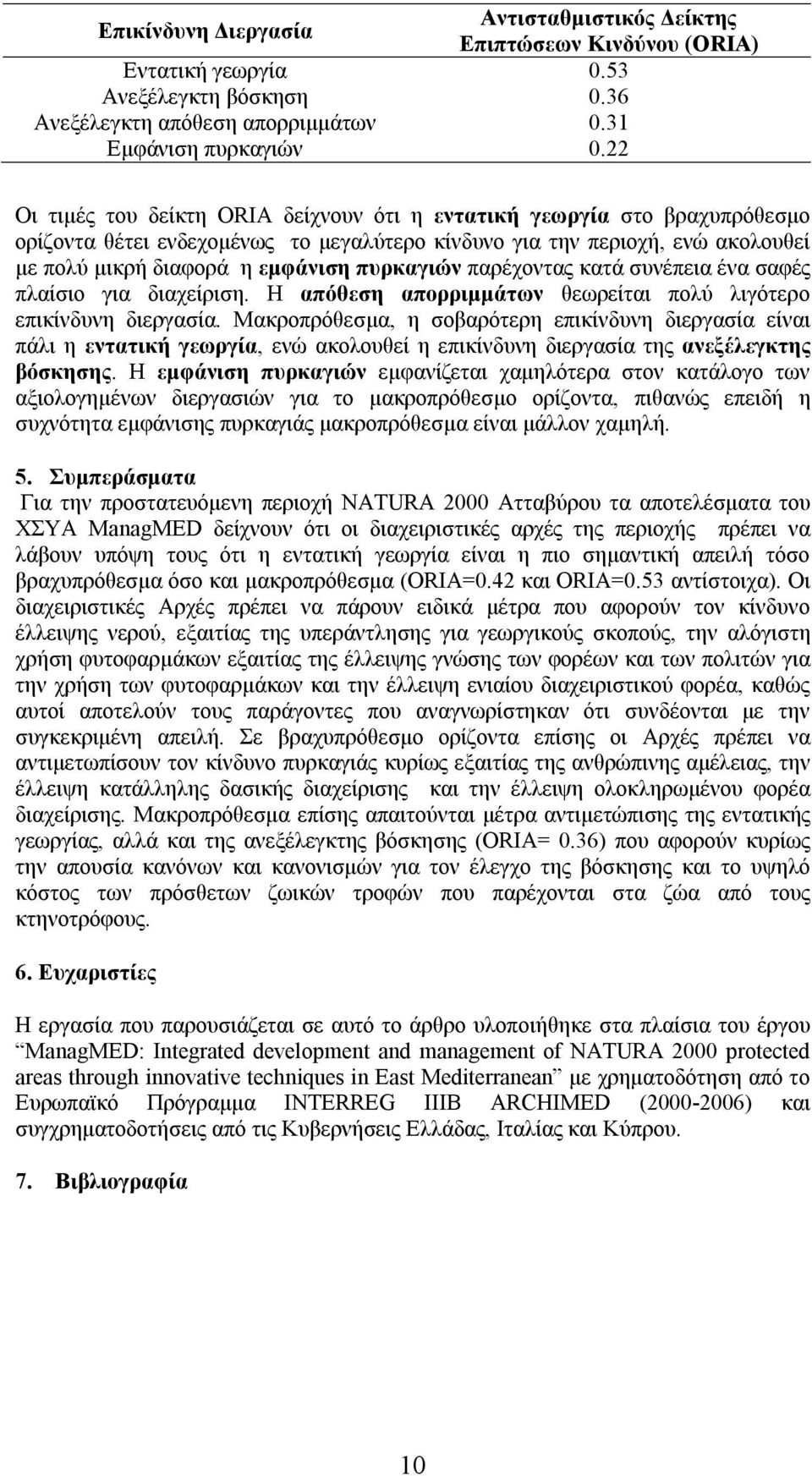 πυρκαγιών παρέχοντας κατά συνέπεια ένα σαφές πλαίσιο για διαχείριση. Η απόθεση απορριμμάτων θεωρείται πολύ λιγότερο επικίνδυνη διεργασία.