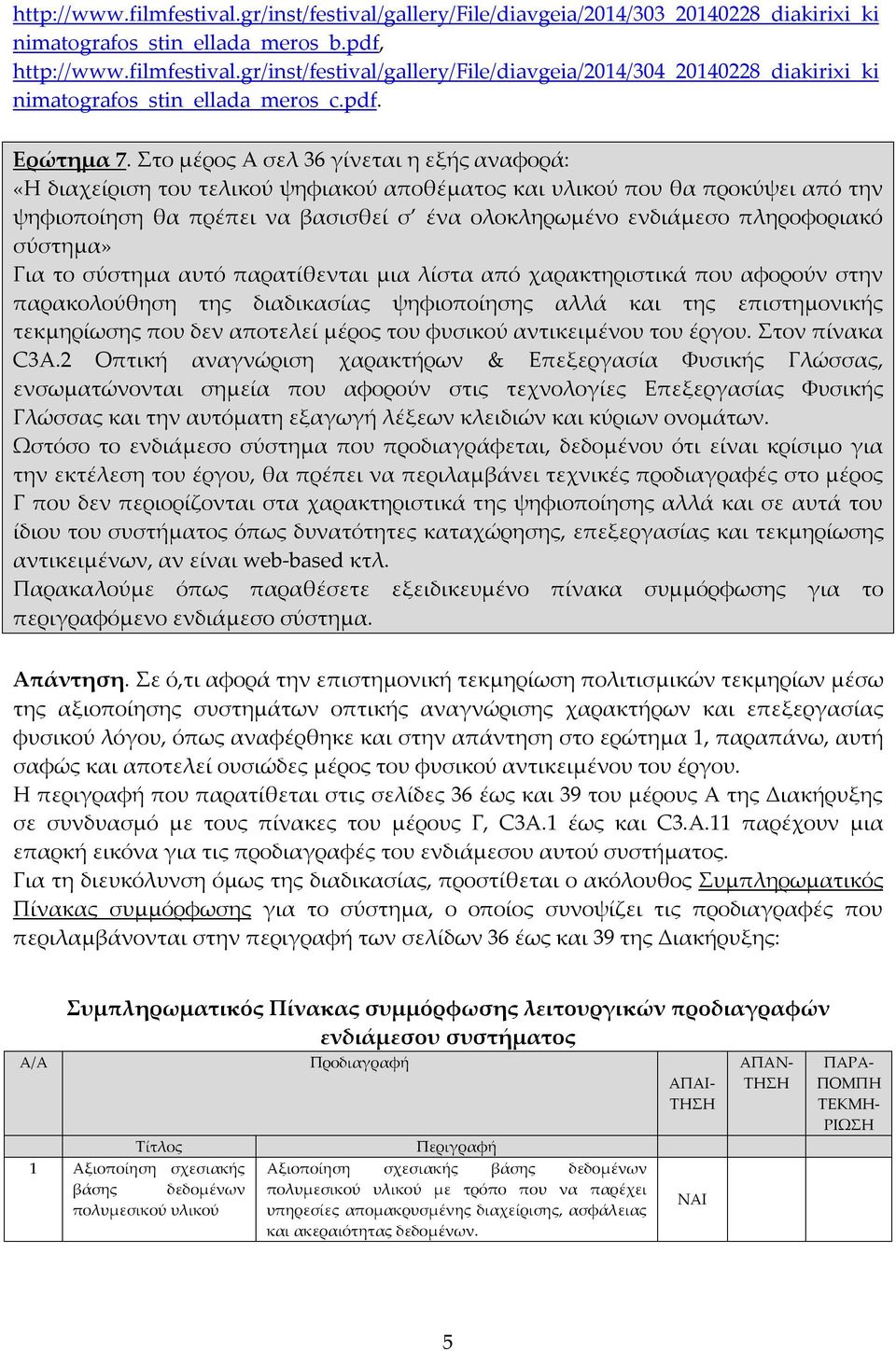 Στο μέρος Α σελ 36 γίνεται η εξής αναφορά: «Η διαχείριση του τελικού ψηφιακού αποθέματος και υλικού που θα προκύψει από την ψηφιοποίηση θα πρέπει να βασισθεί σ ένα ολοκληρωμένο ενδιάμεσο πληροφοριακό