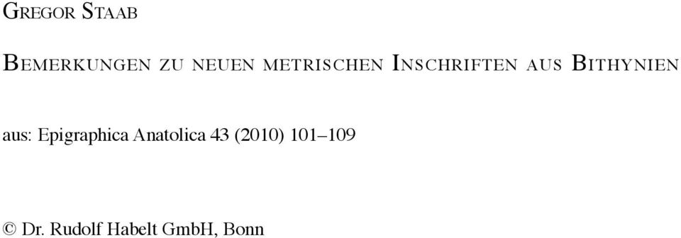 BITHYNIEN aus: Epigraphica