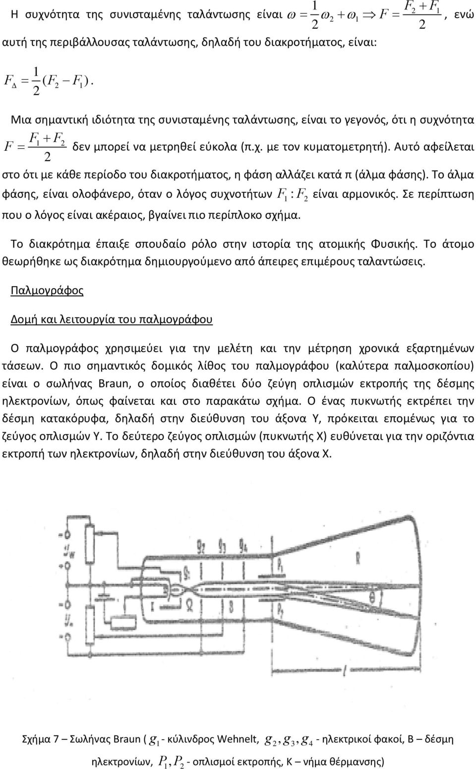 Αυτό αφείλεται στο ότι με κάθε περίοδο του διακροτήματος, η φάση αλλάζει κατά π (άλμα φάσης). Το άλμα φάσης, είναι ολοφάνερο, όταν ο λόγος συχνοτήτων F1 : F είναι αρμονικός.